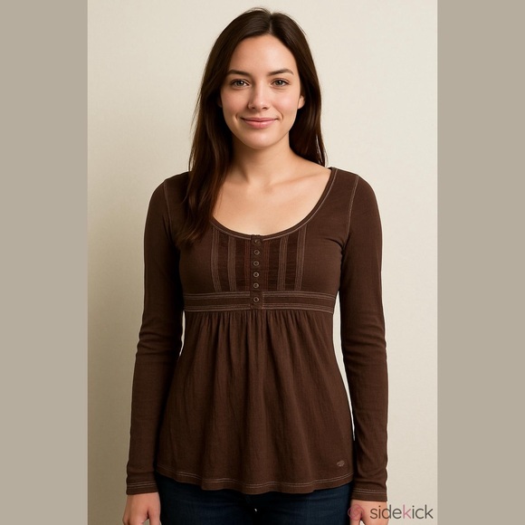 Abercrombie & Fitch Tops - Abercrombie & Fitch Brown Babydoll Top Shirt Size Medium Ties in Back Vintage